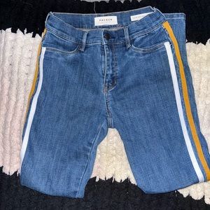 White & yellow striped PacSun skinny jeans